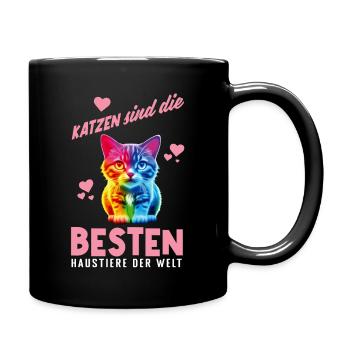 Katzen sind die besten Haustiere - Tasse einfarbig - Schwarz - Rechts