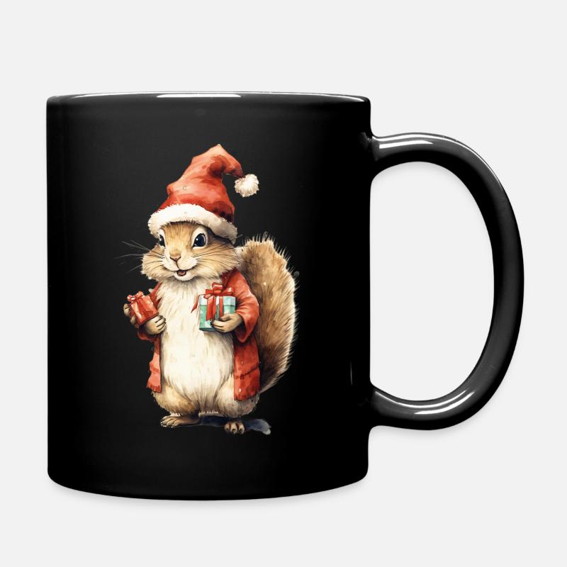 Christmas Squirrel 1 - Full Colour Mug - black