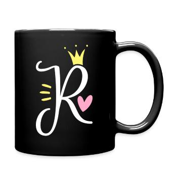 Letter R Initial Letter Crown - Full Colour Mug - black - Right
