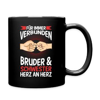 Geschwister Bruder und Schwester - Tasse einfarbig - Schwarz - Rechts