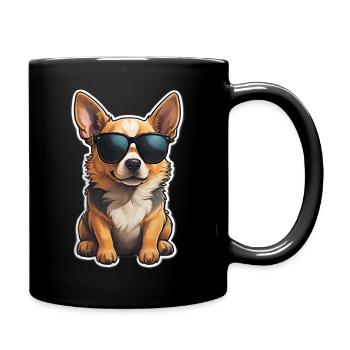Cool dog with sunglasses - Full Colour Mug - black - Right