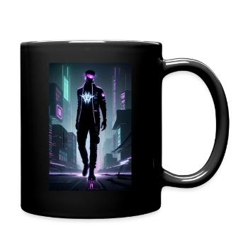 Dystopische Cyberpunk-Collage - Tasse einfarbig - Schwarz - Rechts