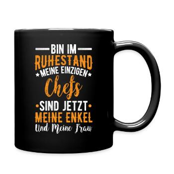 Rentner Geschenk mit lustigem Spruch für Opa - Tasse einfarbig - Schwarz - Rechts