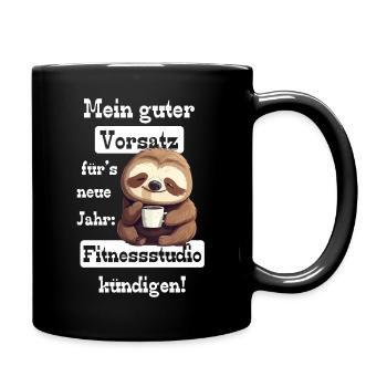 Sportmuffel Neujahr Vorsatz Gym kündigen - Tasse einfarbig - Schwarz - Rechts