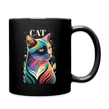 Chat Minimaliste Elégant - Mug uni - noir - Droite