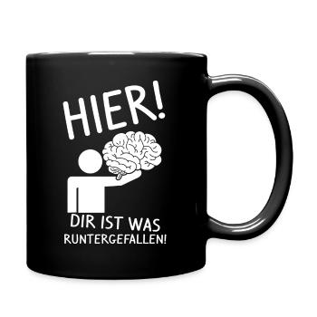 Strich Figur Gehirn Runtergefallen Dummkopf Lustig - Tasse einfarbig - Schwarz - Rechts