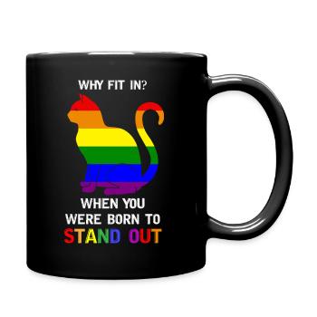LGBT-Regenbogenflagge Stolz geboren, um aufzufallen Katze - Tasse einfarbig - Schwarz - Rechts