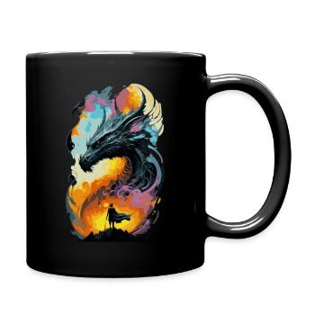 Giant Black Dragon on Fire - Tasse einfarbig - Schwarz - Rechts