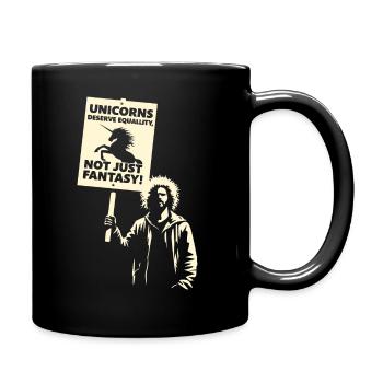 Unicorns deserve equality not just fantasy - Full Colour Mug - black - Right