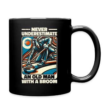Ne sous-estimez jamais un vieil homme avec un balai - Mug uni - noir - Droite