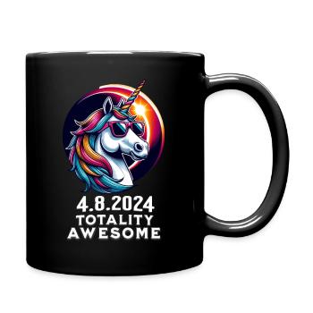 Unicorn in Sunglasses Solar Eclipse 2024 - Full Colour Mug - black - Right