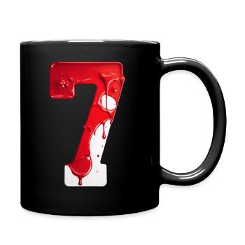 NR. 7 NUMMER 7 ROT WEIß 7. GEBURTSTAG - Tasse einfarbig - Schwarz - Rechts