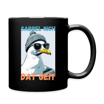Sabbel nich dat geit Hamburg Dialekt Möwe Lustig - Tasse einfarbig - Schwarz - Rechts