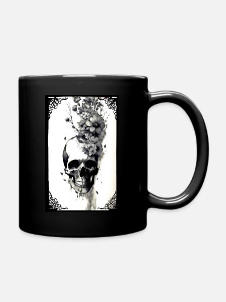 Crâne et fleurs - Mug uni - noir