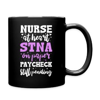 Nurse at heart STNA on paper Paycheck still - Full Colour Mug - black - Right