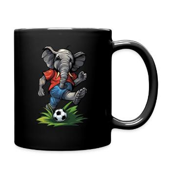 Fußball Elefant Elephant Soccer Ball - Tasse einfarbig - Schwarz - Rechts