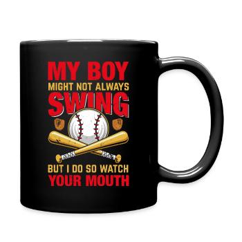 Baseball Mon garçon ne frappe pas toujours, je le fais - Mug uni - noir - Droite
