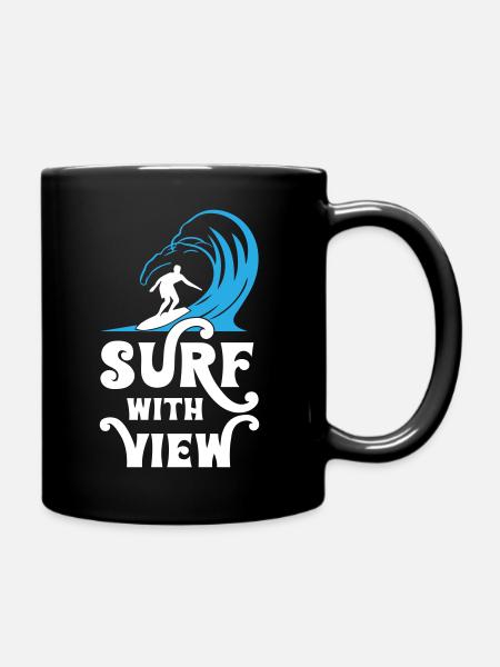 Surfing with View - Tasse einfarbig - Schwarz