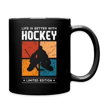 Life is better with Hockey - Tasse einfarbig - Schwarz - Rechts