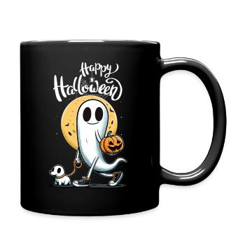 Geist Hund Happy Halloween Vollmond Kürbis Kinder - Tasse einfarbig - Schwarz - Rechts