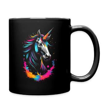 Colorful neon unicorn - a dream landscape - Full Colour Mug - black - Right