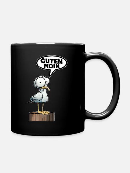 Guten Morgen Moin Möwe - Tasse einfarbig - Schwarz