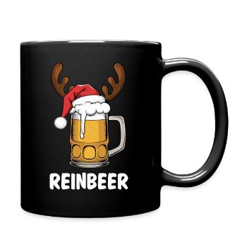 "Reinbeer" Weihnachten Rentier, Bier Weihnachten Humor Geschenk - Tasse einfarbig - Schwarz - Rechts