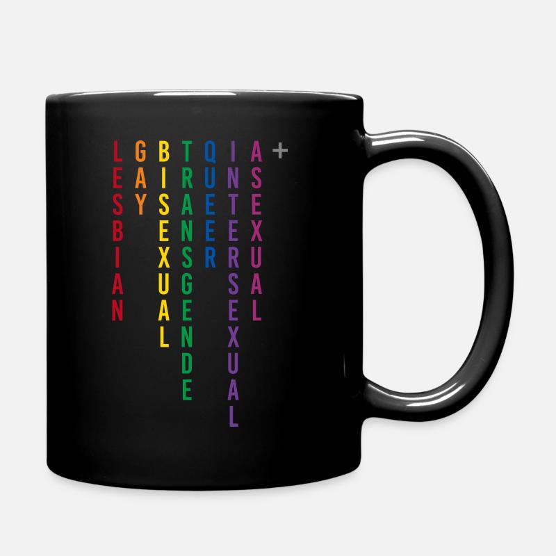 LGBTQIA+ Regenbogen Schriftzug Geschlecht - Tasse einfarbig - Schwarz