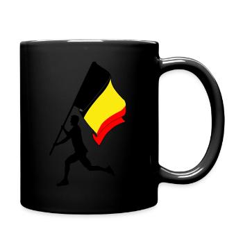 Flagge Belgien Mann läuft - Tasse einfarbig - Schwarz - Rechts