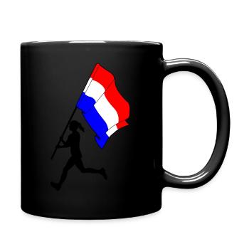 Flag Netherlands woman running - Full Colour Mug - black - Right