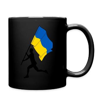 Flag Ukraine man running - Full Colour Mug - black - Right