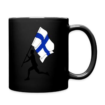 Flag Finland Man Running - Full Colour Mug - black - Right