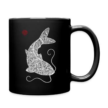 Koi Carp Pattern White - Full Colour Mug - black - Right