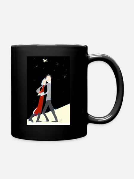 Couple d’amoureux dansant au clair de lune, romance - Mug uni - noir