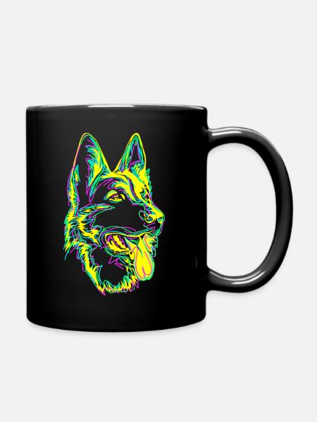 Hund bunt - Tasse einfarbig - Schwarz