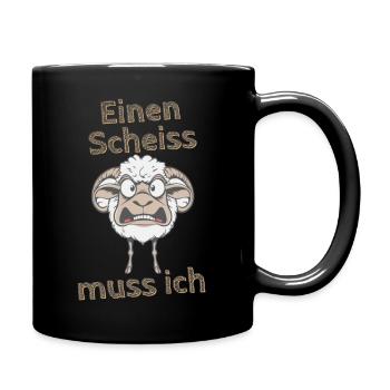 Wütendes Schaf Spruch einen Scheiss muss ich - Tasse einfarbig - Schwarz - Rechts