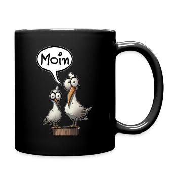 Seagull Seagulls Saying Moin Northern Germany - Full Colour Mug - black - Right