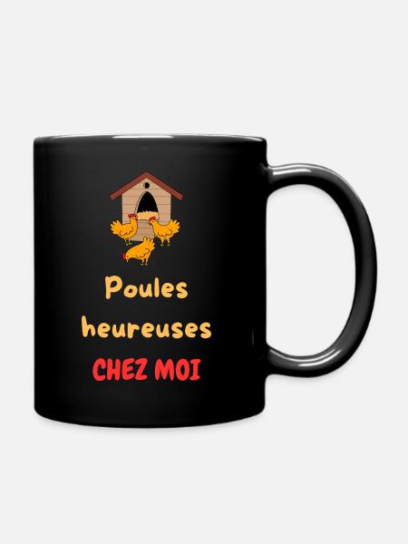 Poules heureuses chez moi - Mug uni - noir