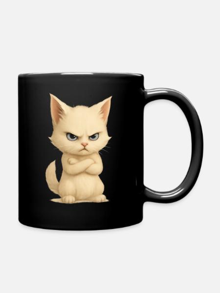 Sassy Cat Gift Angry Kitten Meme Funny Cat Says No - Tasse einfarbig - Schwarz