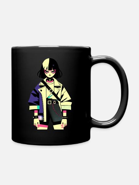 Super Angry Girl - Full Colour Mug - black