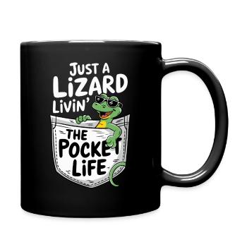 Cool Lizard Livin' the Pocket Life - Full Colour Mug - black - Right