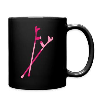 Pinke Krücken – Mobility Clipart Design - Tasse einfarbig - Schwarz - Rechts