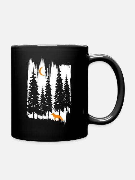 Fuchs im Wald bei Nacht - Tasse einfarbig - Schwarz