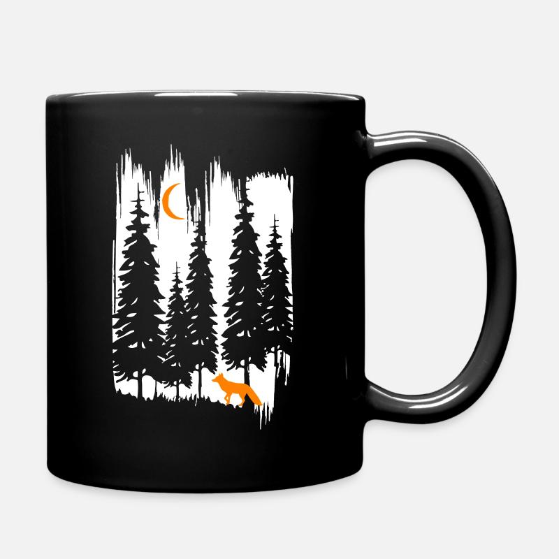 Fox in the forest at night - Full Colour Mug - black