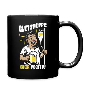 Blutgruppe Bier Positiv - Party Infusion Cartoon - Tasse einfarbig - Schwarz - Rechts