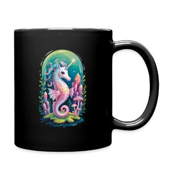 Seahorse Unicorn: Magical Sea World - Full Colour Mug - black - Right