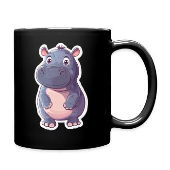 Nilpferd - Tasse einfarbig - Schwarz - Rechts