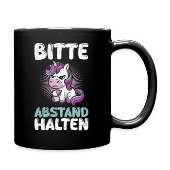 Mallorca BITTE ABSTAND HALTEN Anti Flirt Lustig - Tasse einfarbig - Schwarz - Rechts