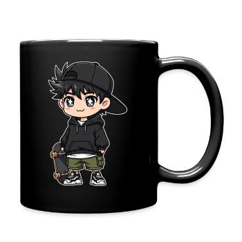 Urban Skateboard Junge Cartoon Design - Tasse einfarbig - Schwarz - Rechts