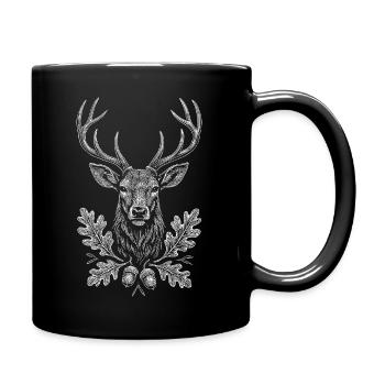 Deer Sketch Drawing Hunter Hunting Acorn Wild - Full Colour Mug - black - Right